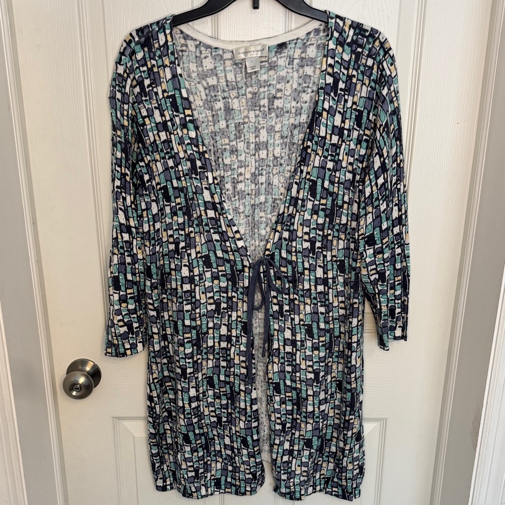 EUC Christopher & Banks Multicolor Open Front Cardigan